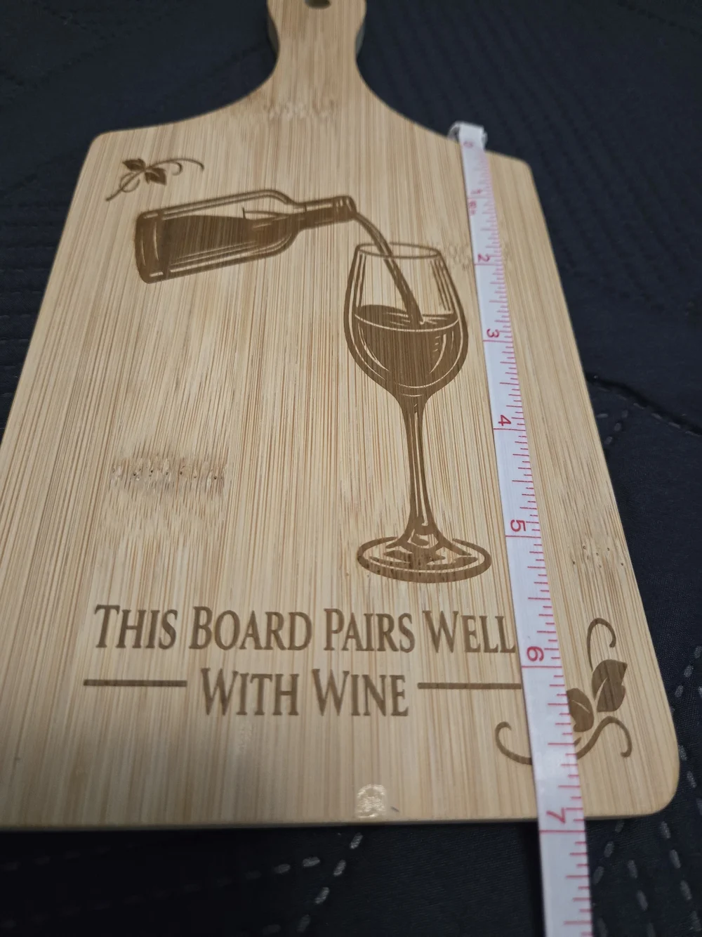 Natural Bamboo Wine Serving Board with Pour Design Laser Engraved #521